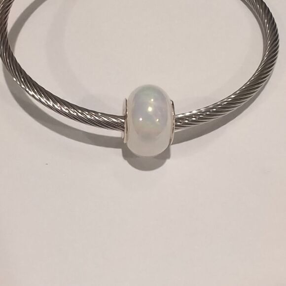 Pandora Jewelry - Silver White Pearlesque Charm for Pandora Style Bracelet